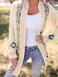 Yellow Print Open Front Cardigan