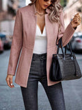 Modern Pink Plain Long Sleeve Blazer Jacket