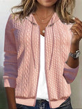 Pink Plain Hoodie Long Sleeve Outerwear