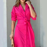 Versatile Waistband Pink Cardigan Maxi Dress