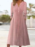 Pink Plain Side Pocket Midi Dress