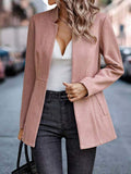 Modern Pink Plain Long Sleeve Blazer Jacket