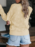 Cardigan Hollow Out Knitted Button Long Sleeve Loose Sweater